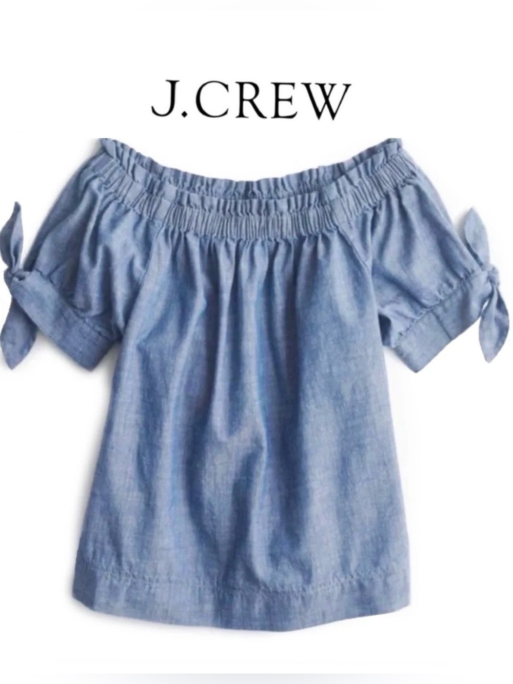 J Crew Blue Chambray Off-the-Shoulder Top 10